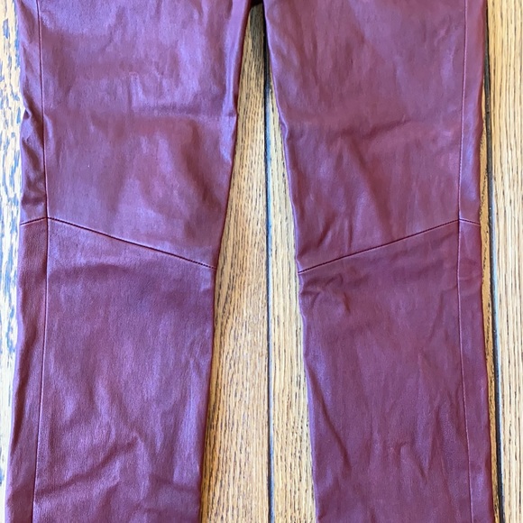 A.L.C. Stretch Raptor Leather Stefan Red / Black Pants Stripe Zipper Women's 8 - Picture 4 of 16